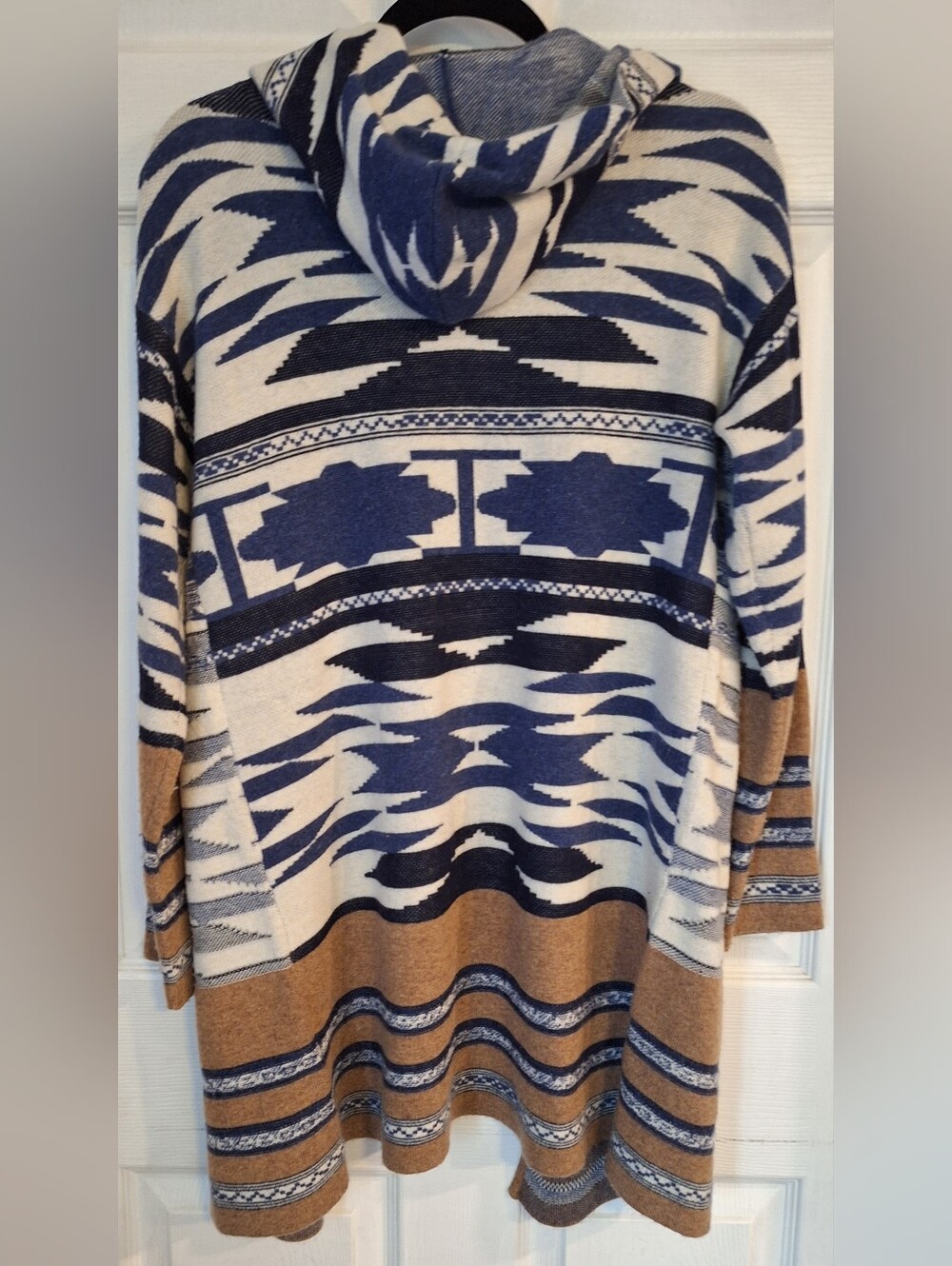 Cliche Aztec Southwestern Hooded Cardigan Wool Blend Size M